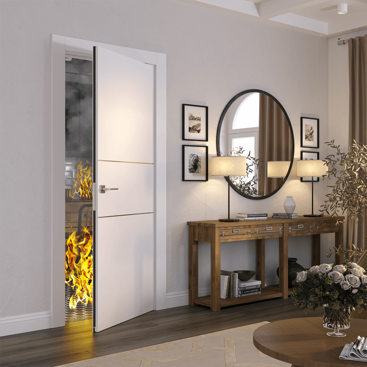 20 MIN FIRE RATED 2H SNOW WHITE SWING BELLDINNI MODERN INTERIOR DOOR ...