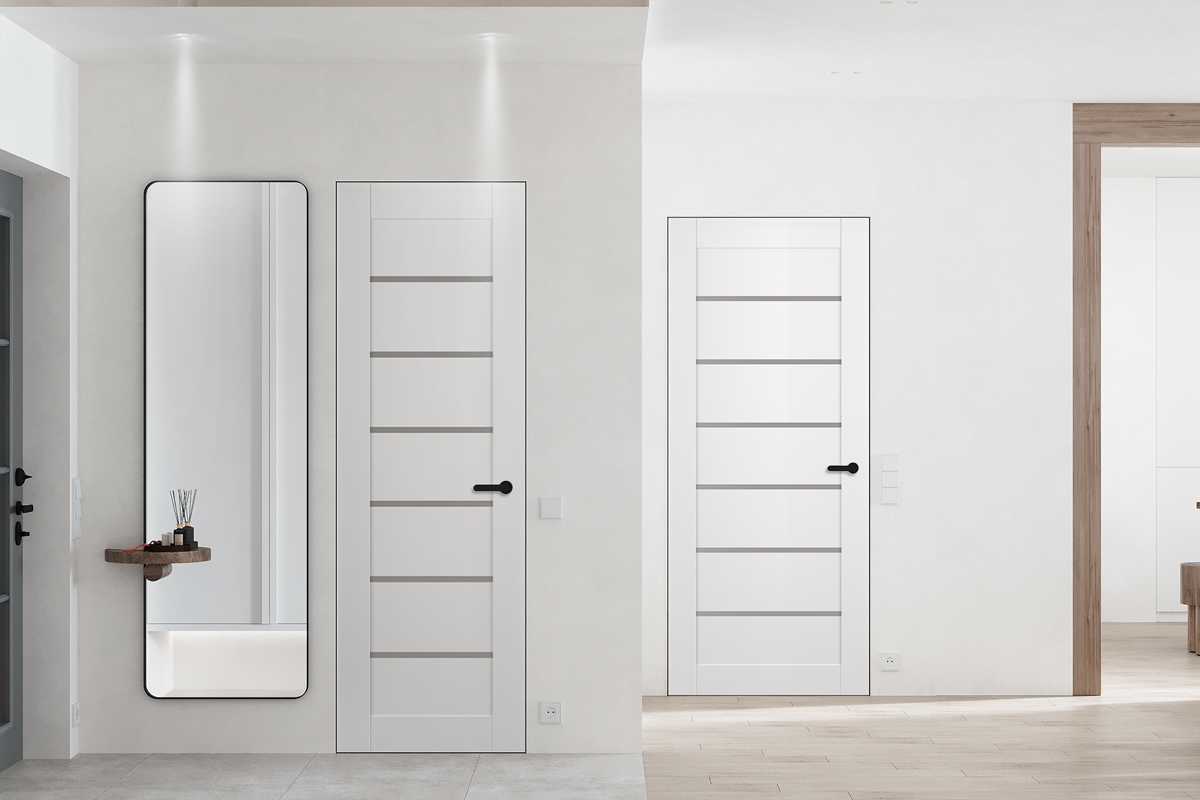 Alba Snow White Frameless Belldinni Modern Interior Door, image size:1200x800