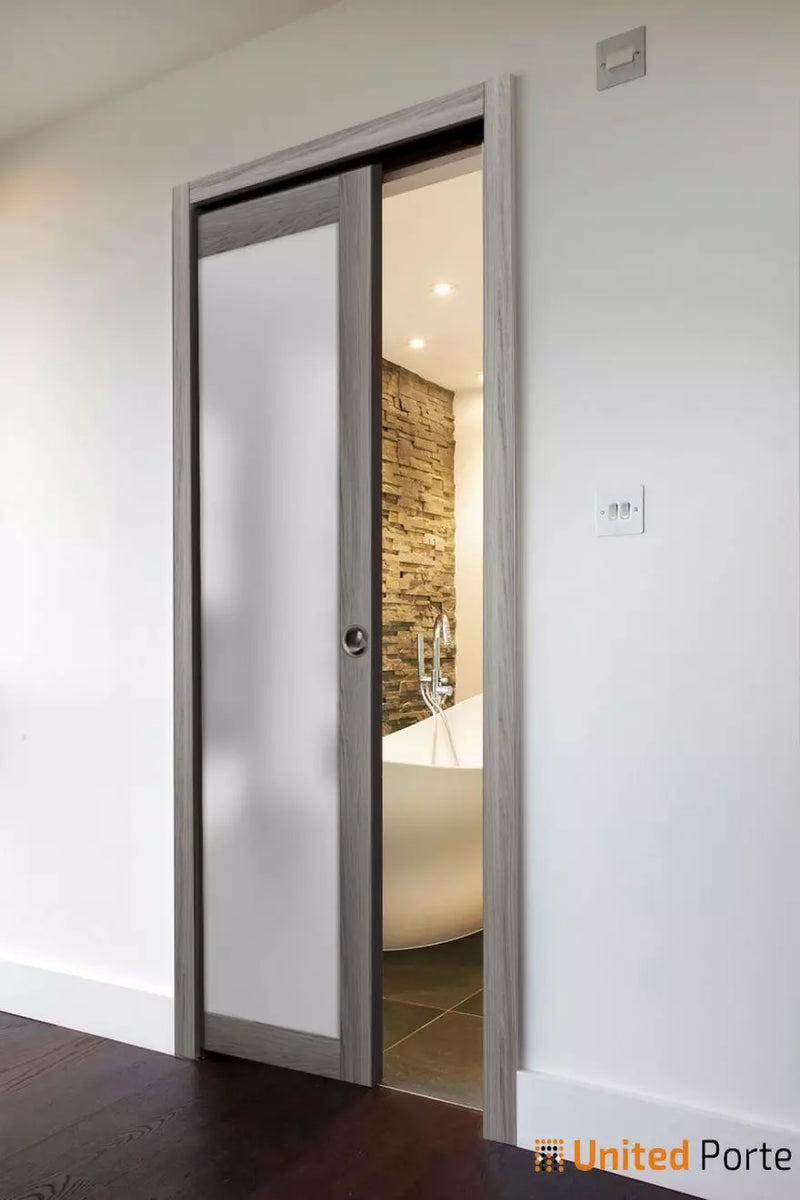 Sliding Pocket Door with Frosted Glass | Solid Wood Interior Bedroom ...
