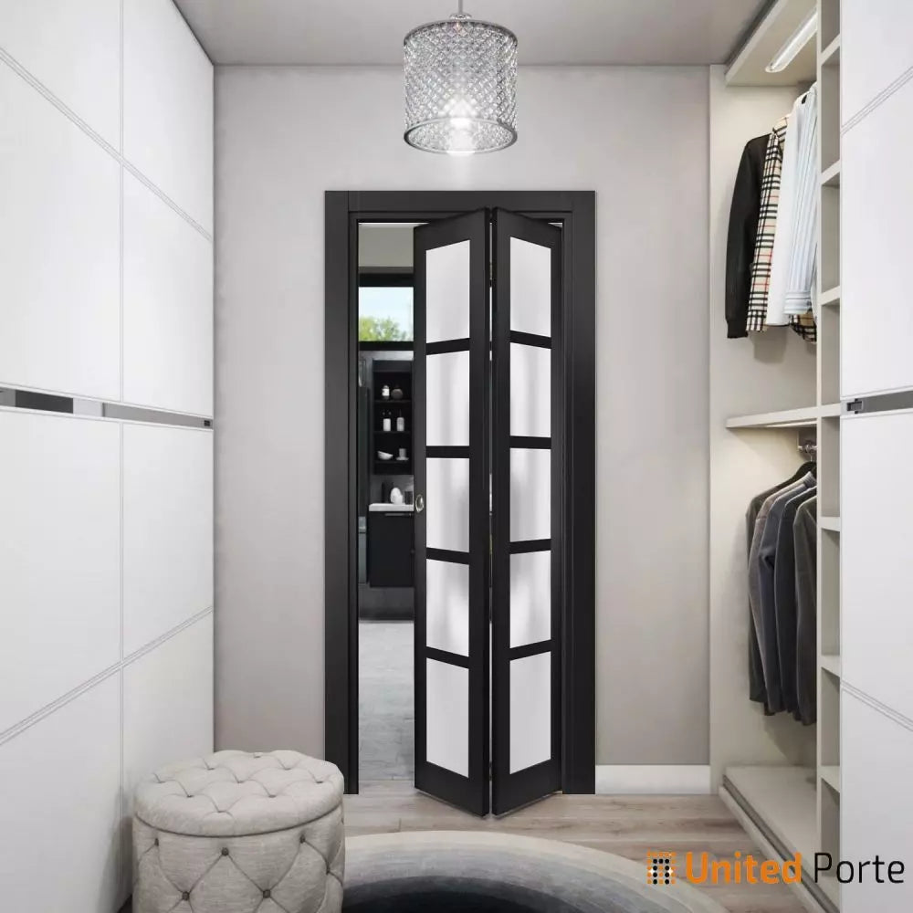 Sliding Closet BiFold Doors with Frosted Opaque Glass Solid Panel