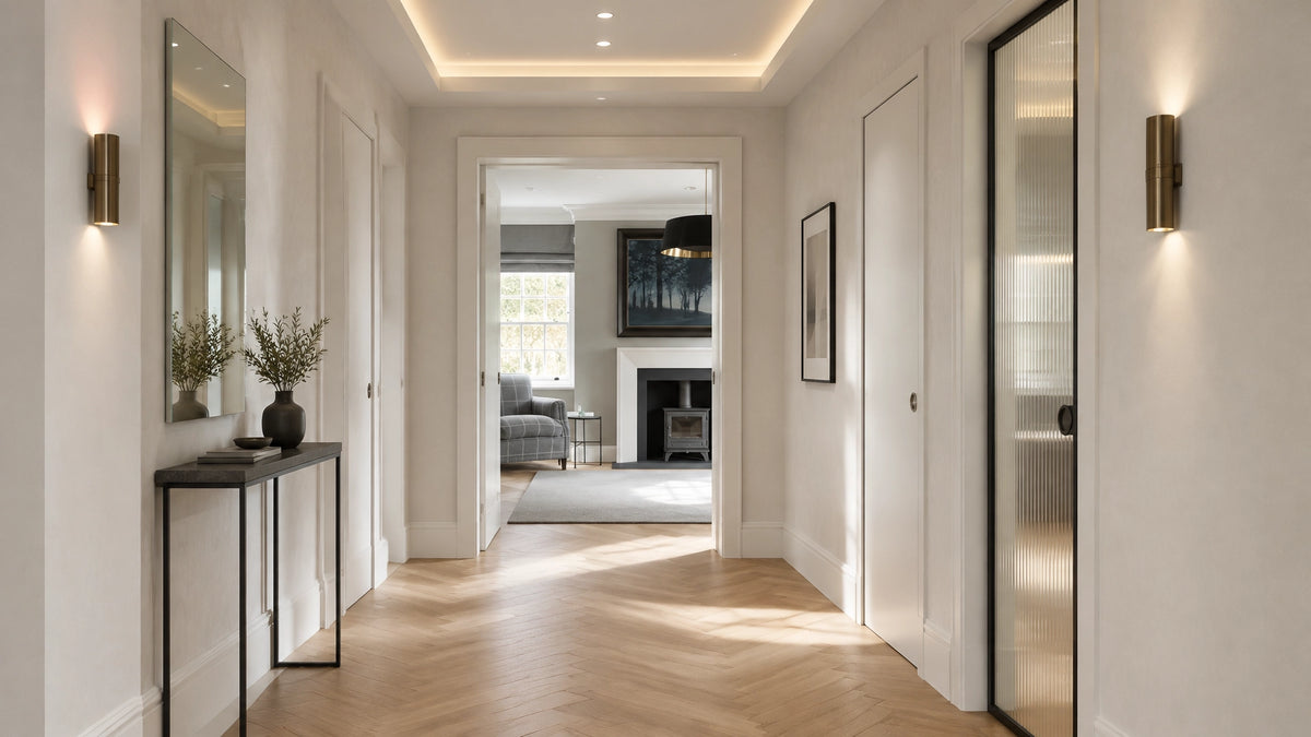 How to Style a Long, Narrow Hallway With Modern Doors