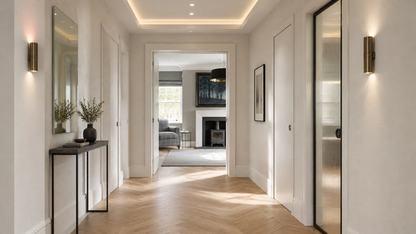 How to Style a Long, Narrow Hallway With Modern Doors