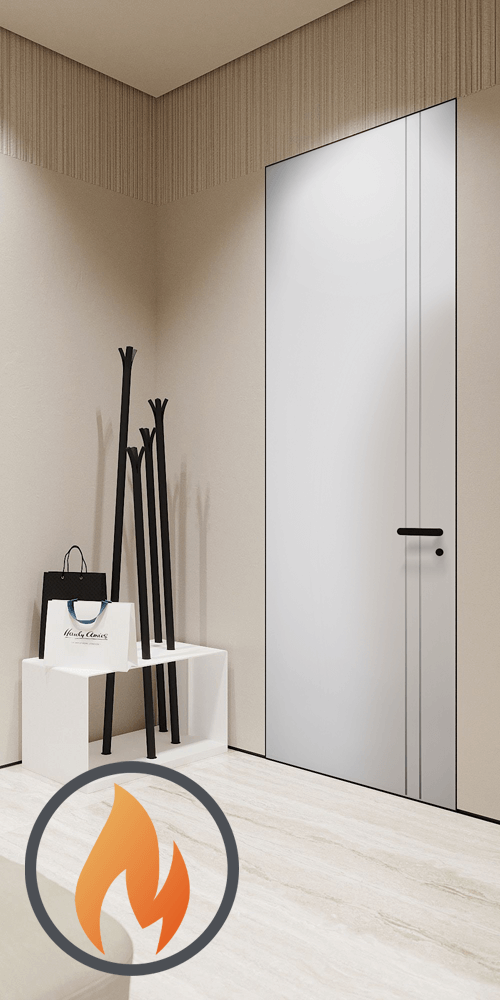 20 Min Fire Rated 2V Snow White Frameless Belldinni Modern Interior Door