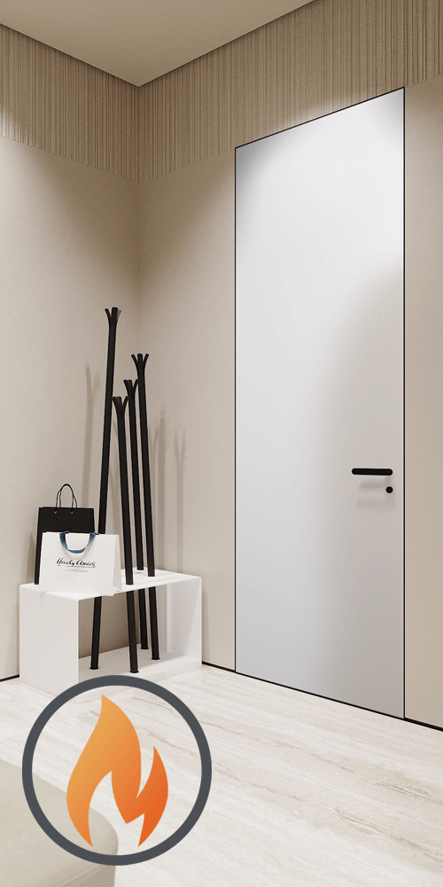20 Min Fire Rated Snow White Frameless Belldinni Modern Interior Door