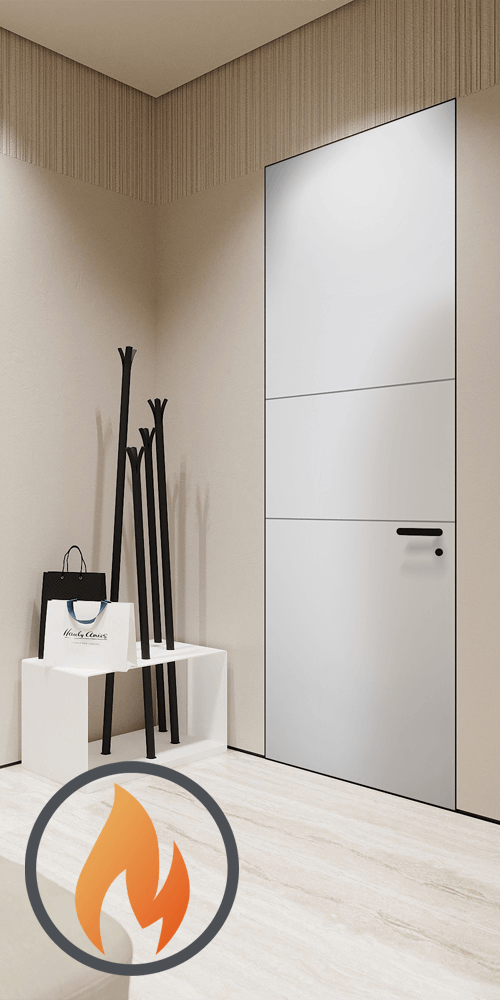 20 Min Fire Rated 2H Snow White Frameless Belldinni Modern Interior Door
