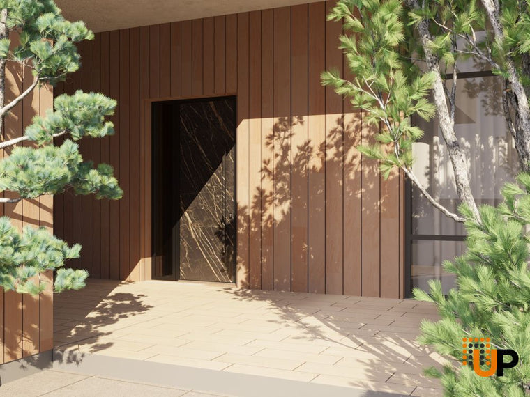 Front Exterior Prehung Steel Door | Entry Metal Modern Painted Door | Dekton 0118 Natural Noir 96”