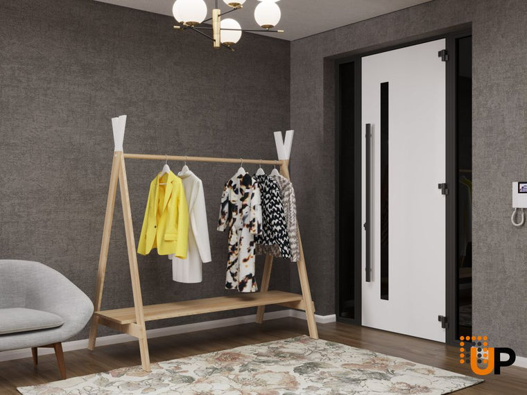 Front Exterior Prehung Steel Door | Entry Metal Modern Painted Door | Ronex 0162 Red Oak 96"