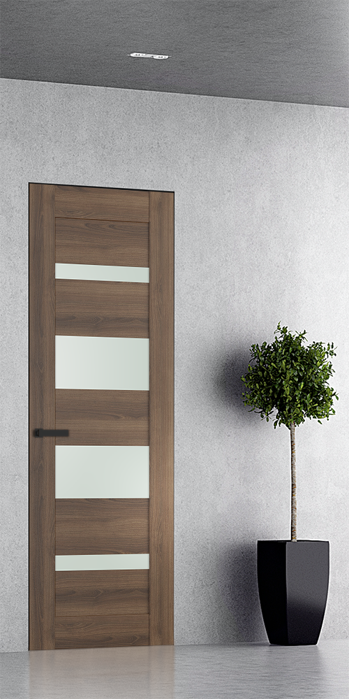 Avon 07 01 Vetro Pecan Nutwood Frameless Belldinni Modern Interior Door