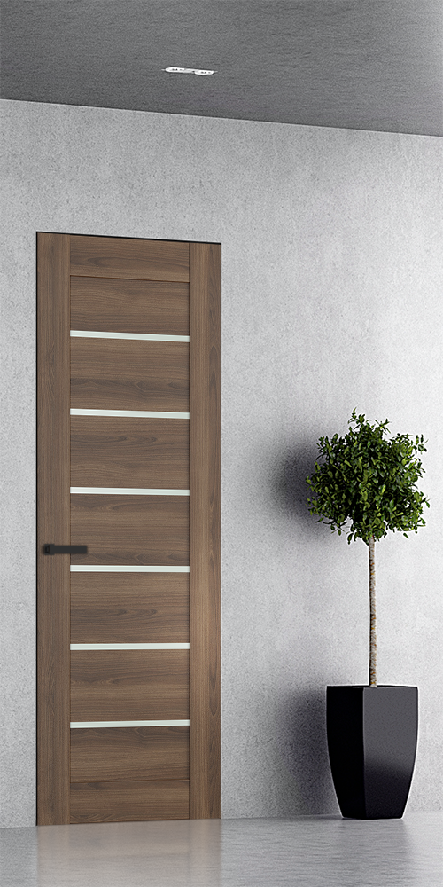 Avon 07 02 Vetro Pecan Nutwood Frameless Belldinni Modern Interior Door