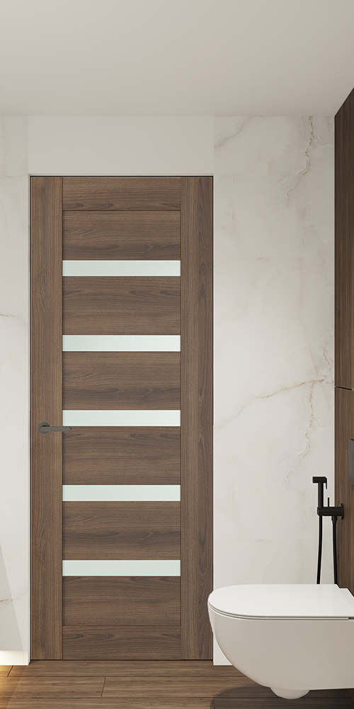 Avon 07 04 Vetro Pecan Nutwood Frameless Belldinni Modern Interior Door