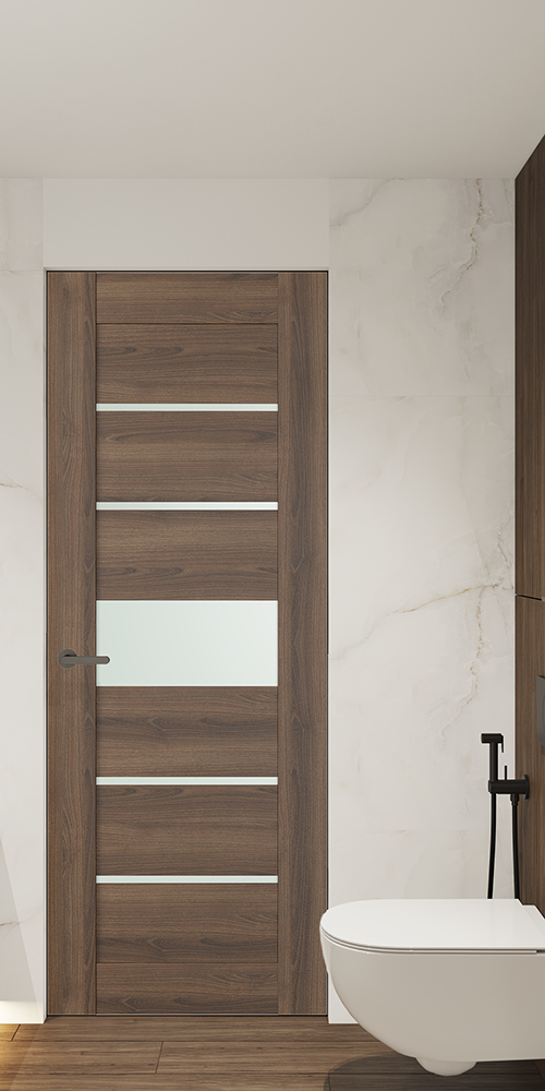 Avon 07 06 Vetro Pecan Nutwood Frameless Belldinni Modern Interior Door