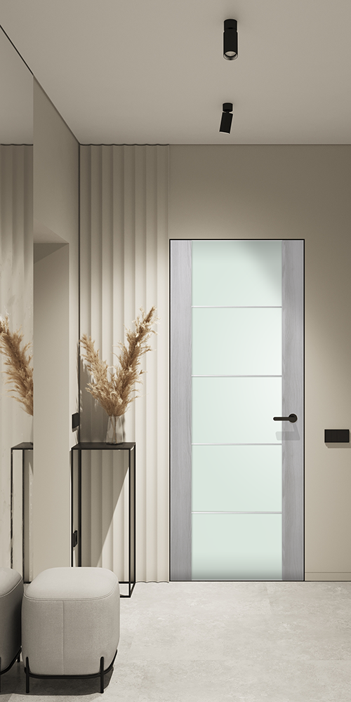 Avon 202 4H Vetro Ribeira Ash Frameless Belldinni Modern Interior Door