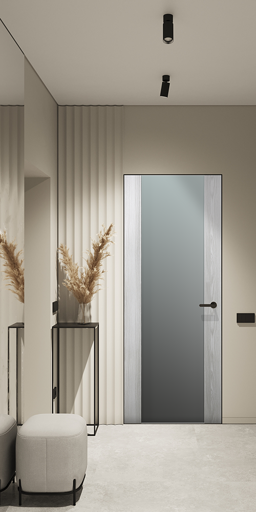 Avon 202 Vetro Ribeira Ash Frameless Belldinni Modern Interior Door