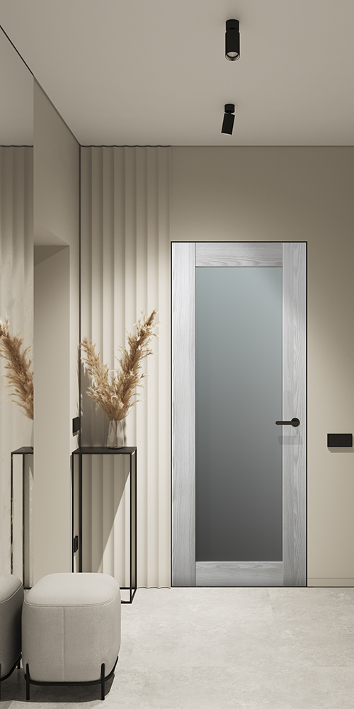 Avon 207 Vetro Ribeira Ash Frameless Belldinni Modern Interior Door