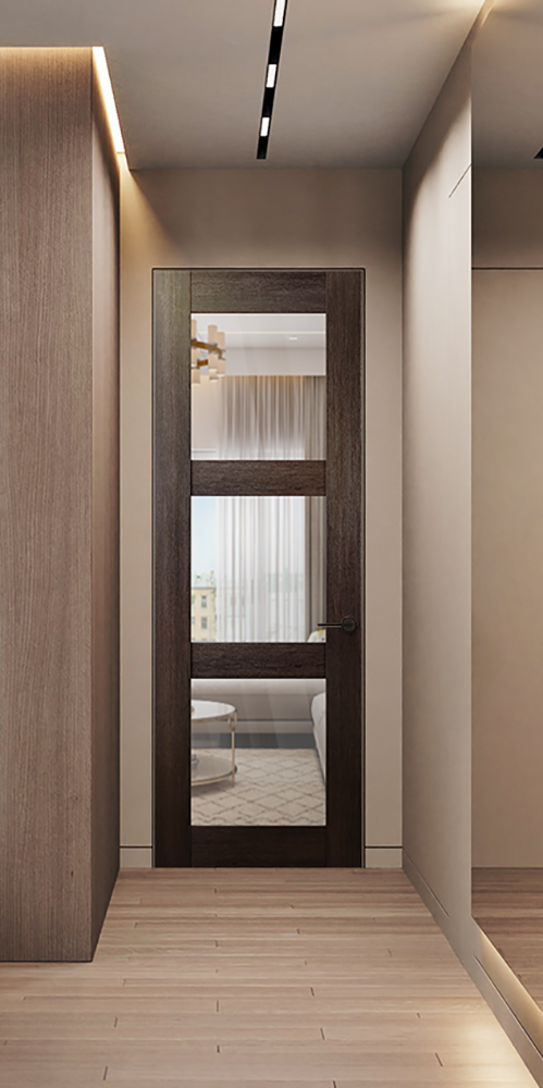 Avon 3 Lite Clear Vetro Veralinga Oak Frameless Belldinni Modern Interior Door