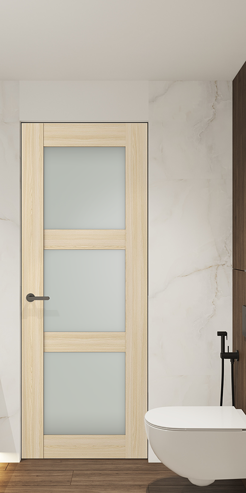Avon 3 Lite Vetro Loire Ash Frameless Belldinni Modern Interior Door