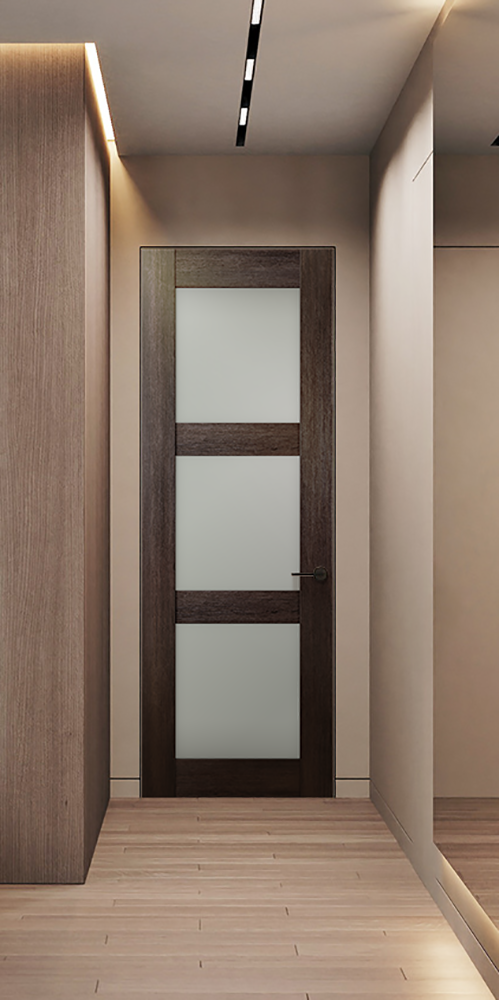 Avon 3 Lite Vetro Veralinga Oak Frameless Belldinni Modern Interior Door