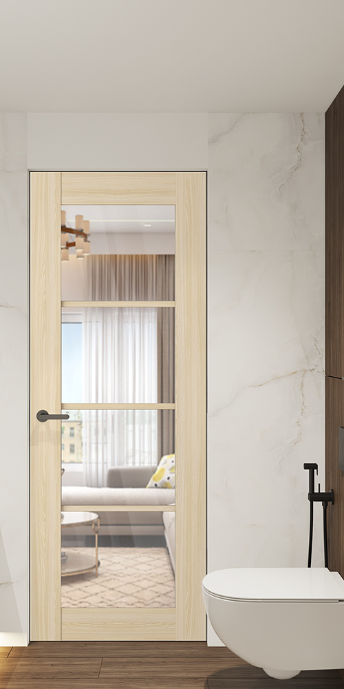 Avon 4 Lite Clear Vetro Loire Ash Frameless Belldinni Modern Interior Door