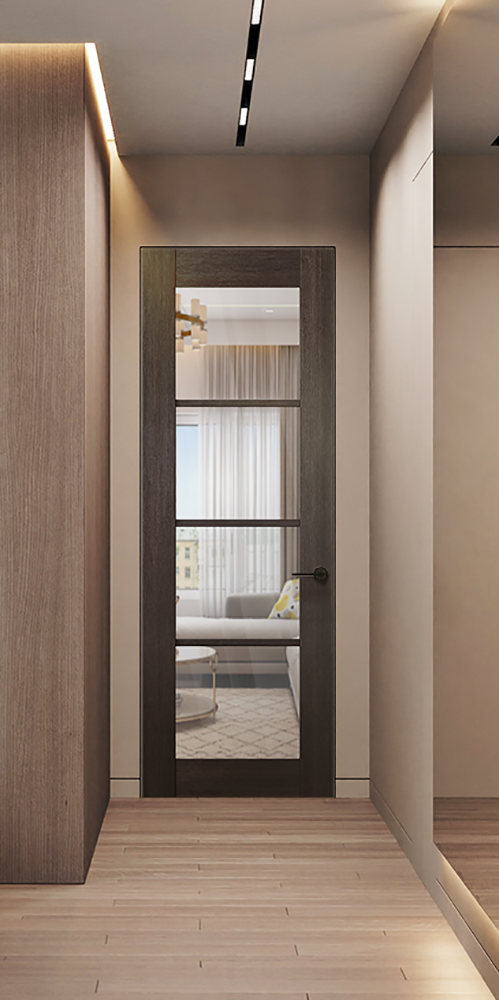Avon 4 Lite Clear Vetro Veralinga Oak Frameless Belldinni Modern Interior Door
