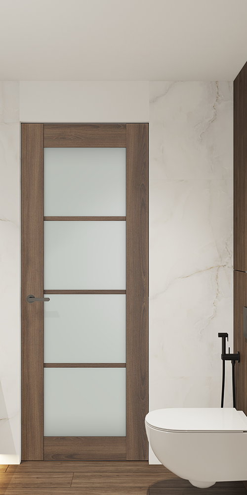 Avon 4 Lite Vetro Pecan Nutwood Frameless Belldinni Modern Interior Door