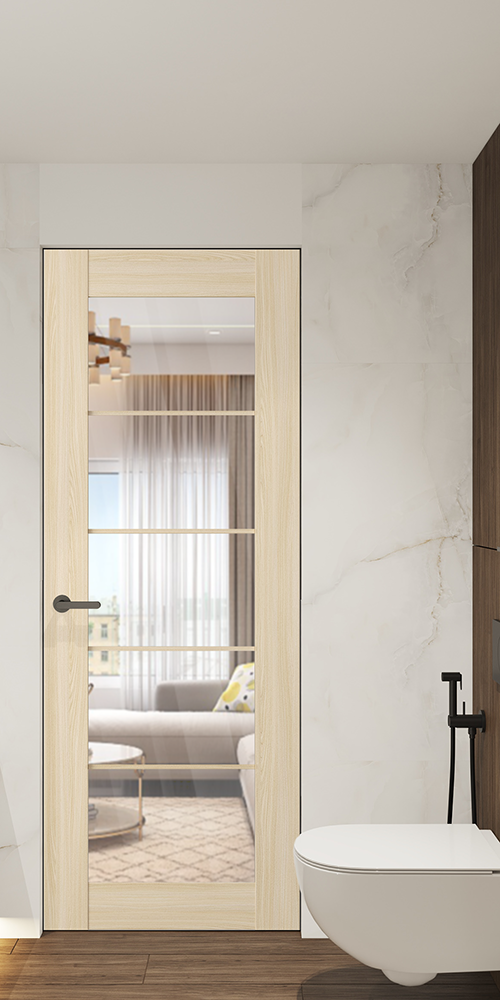 Avon 5 Lite Clear Vetro Loire Ash Frameless Belldinni Modern Interior Door