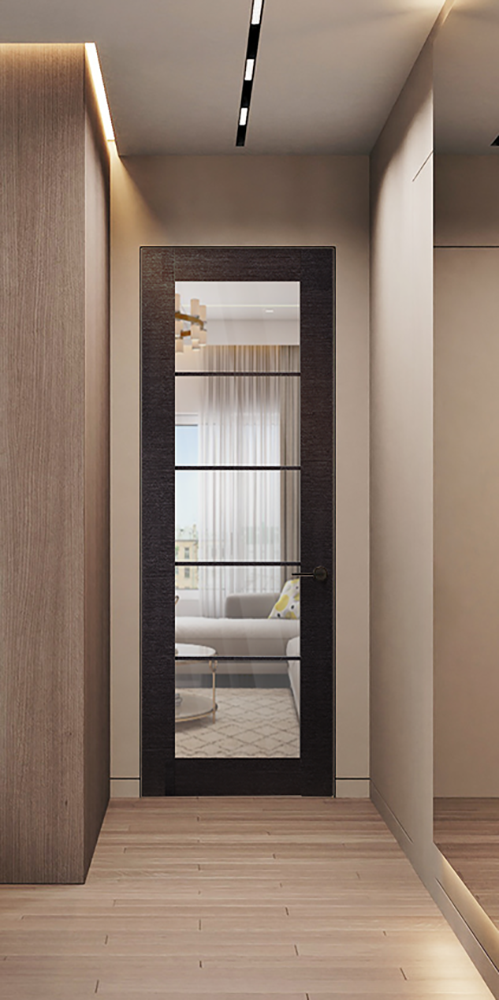Avon 5 Lite Clear Vetro Veralinga Oak Frameless Belldinni Modern Interior Door
