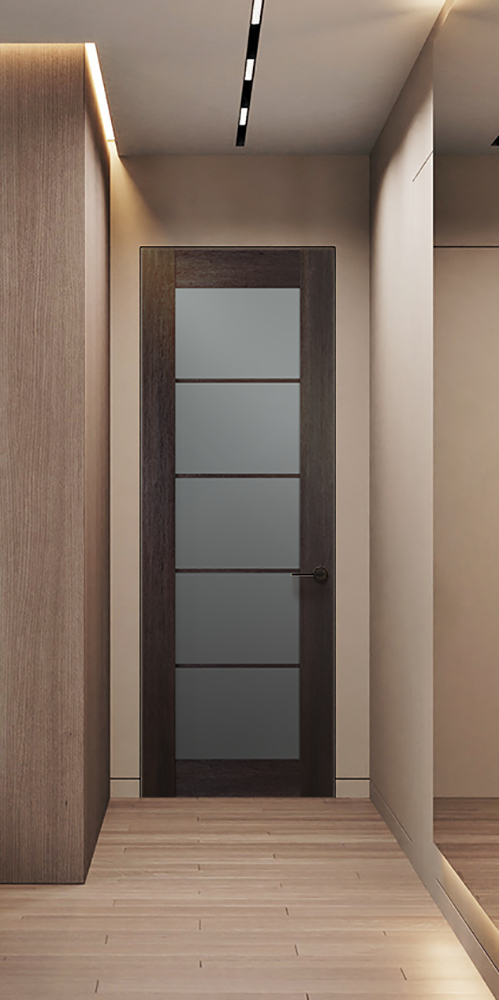 Avon 5 Lite Vetro Veralinga Oak Frameless Belldinni Modern Interior Door