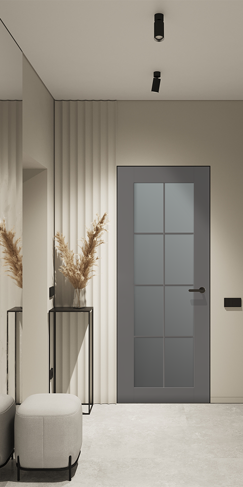 Avon 8 Lite Vetro Gray Matte Frameless Belldinni Modern Interior Door