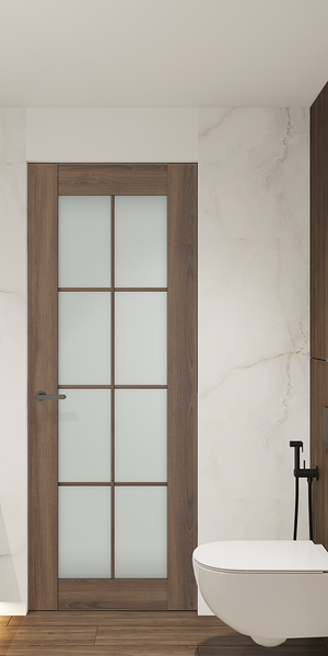 AVON 8 LITE VETRO PECAN NUTWOOD FRAMELESS BELLDINNI MODERN INTERIOR DOOR | Buy Doors Online