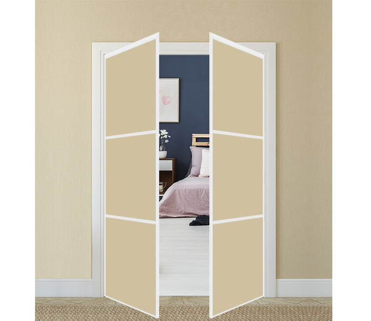 Nova Pivot Closet Doors - Style 03 | Glass Door | Swing Door | Beige