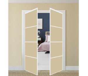 Nova Pivot Closet Doors - Style 04 | Glass Door | Swing Door | Beige | Buy Doors Online