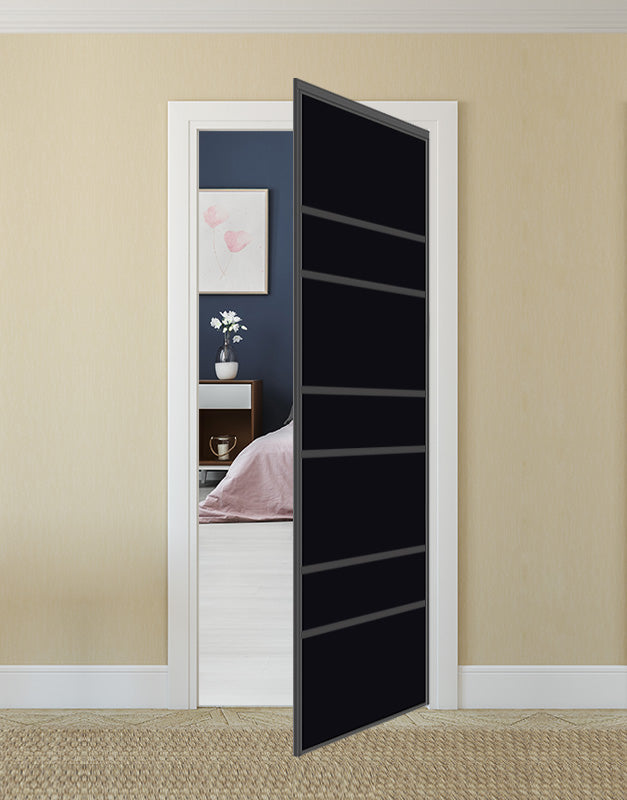 Nova Pivot Closet Doors - Style 09 | Glass Door | Swing Door | Black