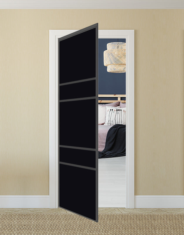 Nova Pivot Closet Doors - Style 08 | Glass Door | Swing Door | Black