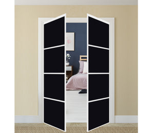Nova Pivot Closet Doors - Style 04 | Glass Door | Swing Door | Black | Buy Doors Online