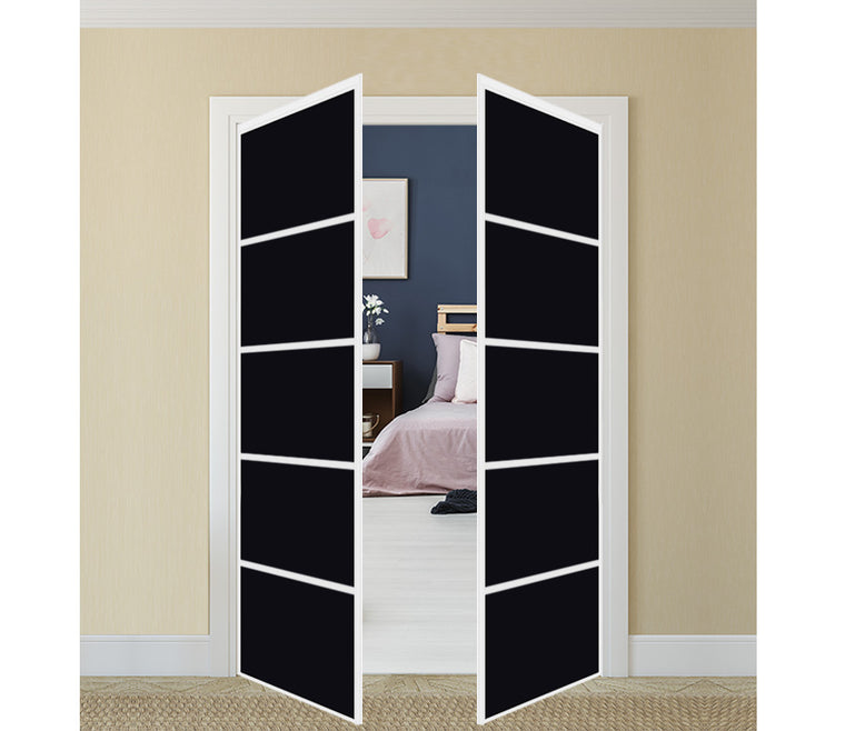 Nova Pivot Closet Doors - Style 05 | Glass Door | Swing Door | Black