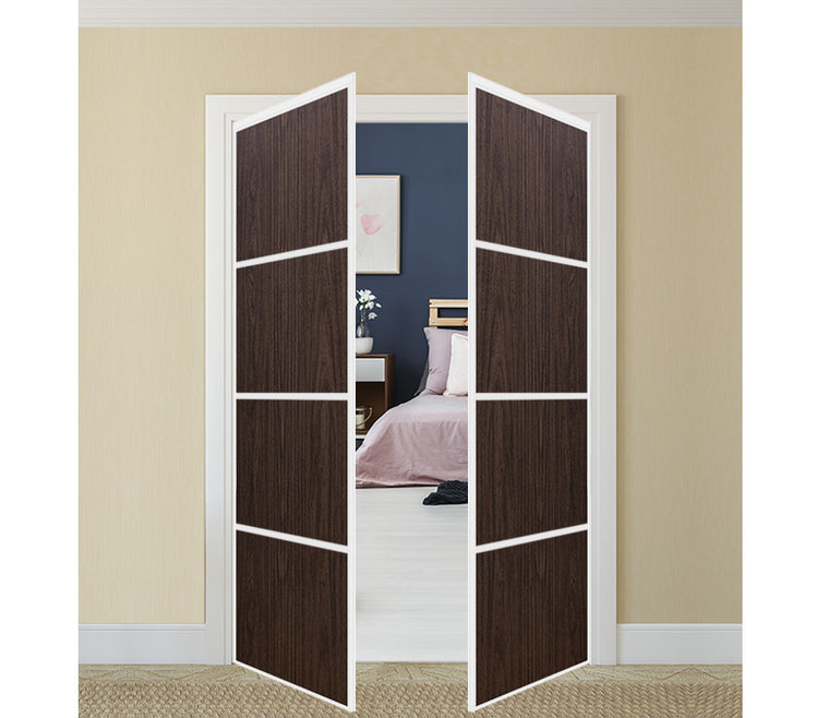 Nova Pivot Closet Doors - Style 04 | Panel Door | Swing Door | Black Walnut