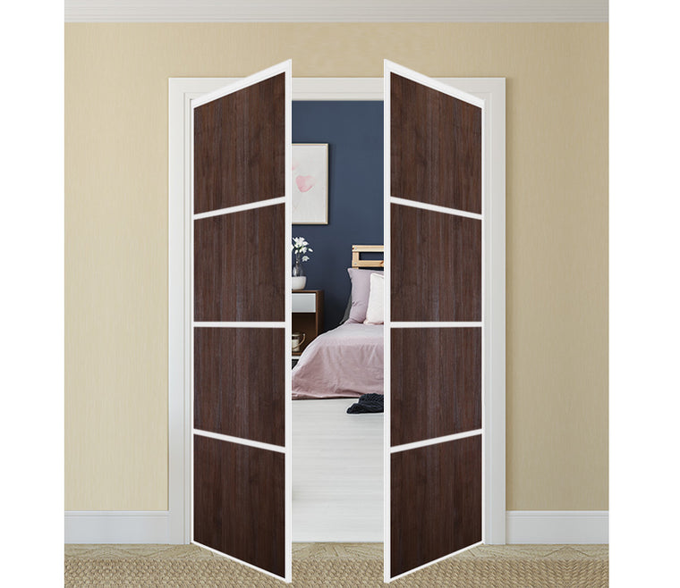 Nova Pivot Closet Doors - Style 04 | Panel Door | Swing Door | Prestige Brown