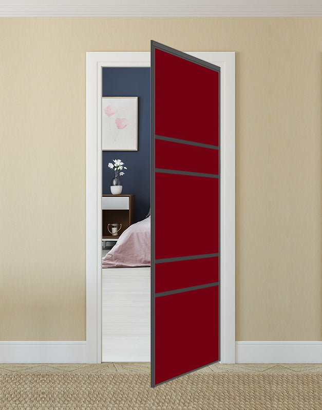Nova Pivot Closet Doors - Style 08 | Glass Door | Swing Door | Burgundy