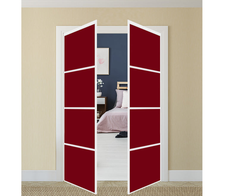 Nova Pivot Closet Doors - Style 04 | Glass Door | Swing Door | Burgundy