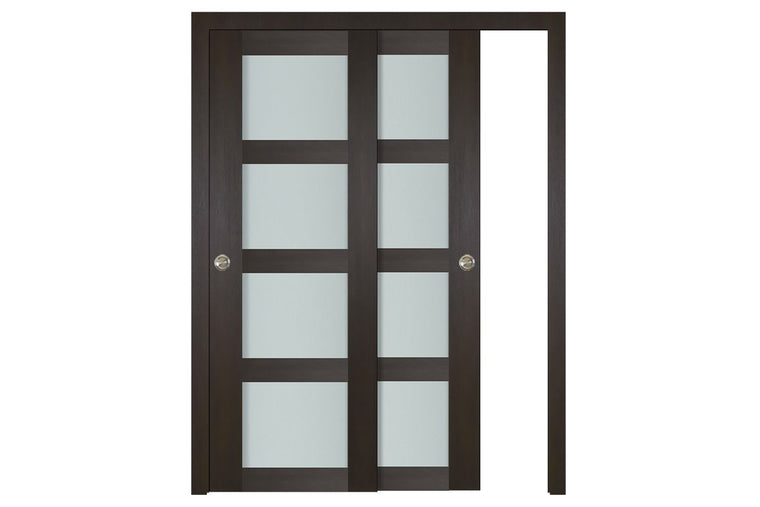 Nova Italia Vetro 4 Lite Premium Wenge Laminate Interior Door| ByPass Door