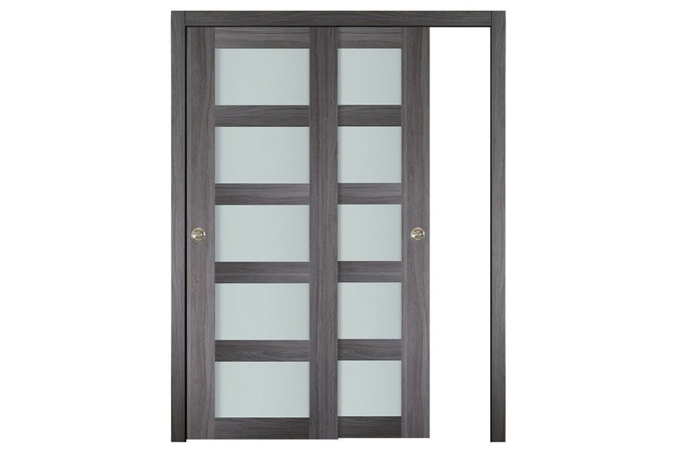 Nova Italia Vetro 5 Lite Swiss Elm Laminate Interior Door| ByPass Door