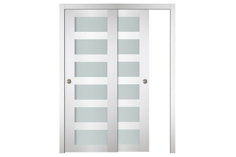 Nova Italia Vetro 6 Lite Alaskan White Laminate Interior Door| ByPass Door