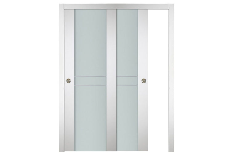 Nova Italia Vetro 2HC Alaskan White Laminate Interior Door| ByPass Door