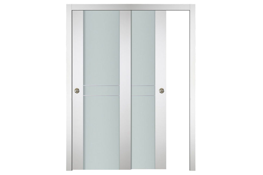 Nova Italia Vetro 2HC Alaskan White Laminate Interior Door| ByPass Door