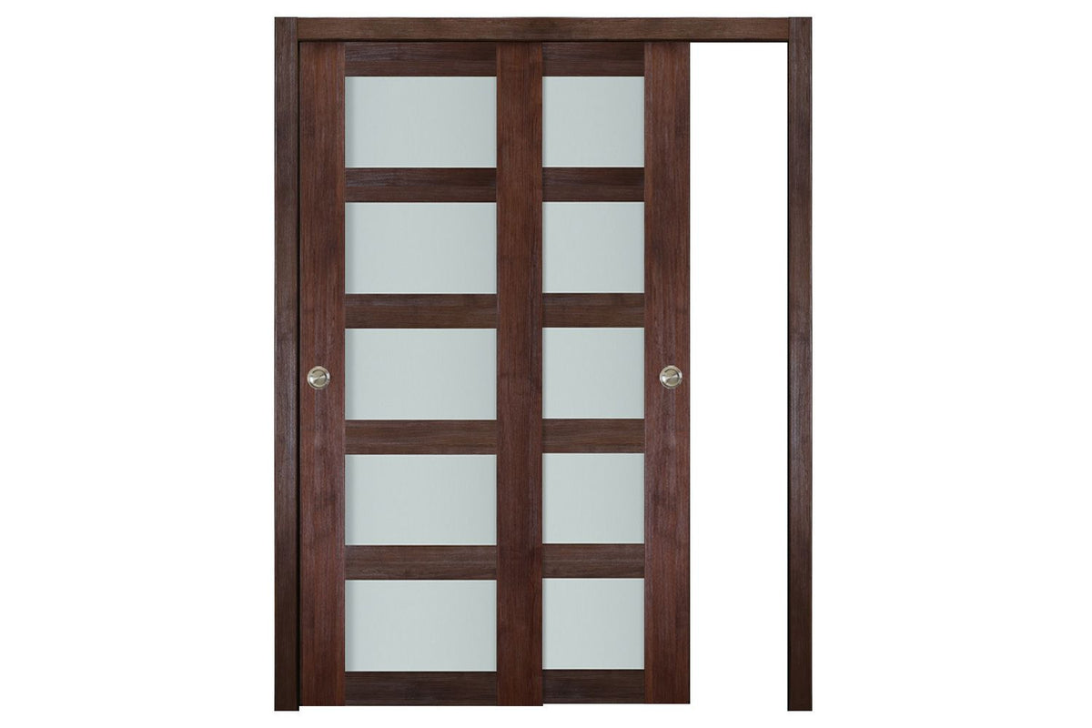 Nova Italia Vetro 5 Lite Prestige Brown Laminate Interior Door| ByPass Door