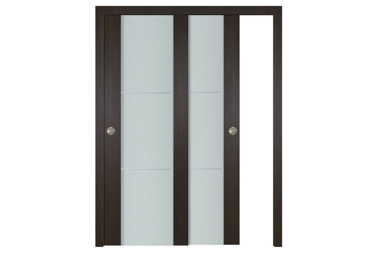Nova Italia Vetro 2H Premium Wenge Laminate Interior Door| ByPass Door