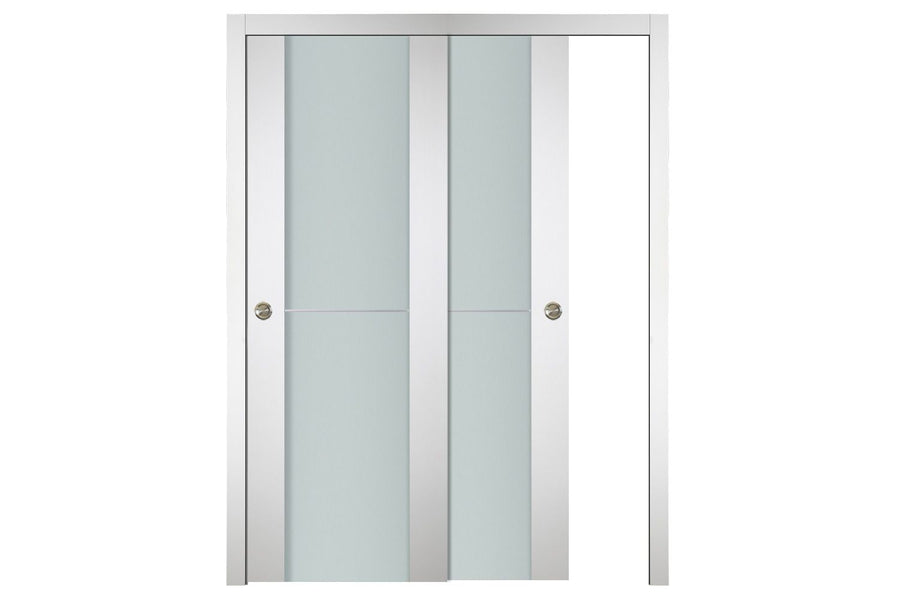 Nova Italia Vetro 1H Alaskan White Laminate Interior Door| ByPass Door