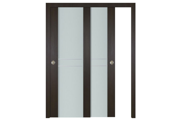 Nova Italia Vetro 2HC Premium Wenge Laminate Interior Door| ByPass Door