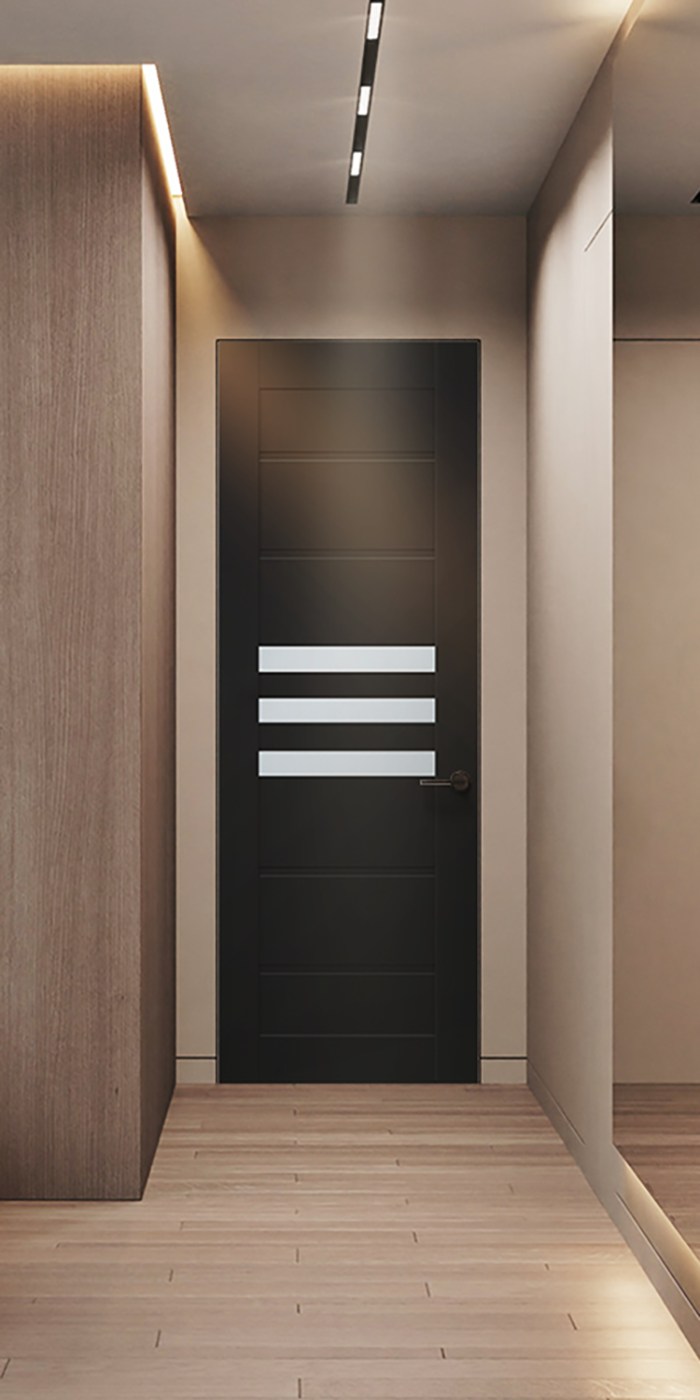 Dome Vetro Black Matte Frameless Belldinni Modern Interior Door