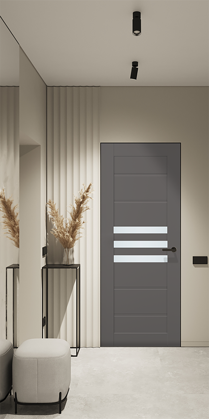 Dome Vetro Gray Matte Frameless Belldinni Modern Interior Door